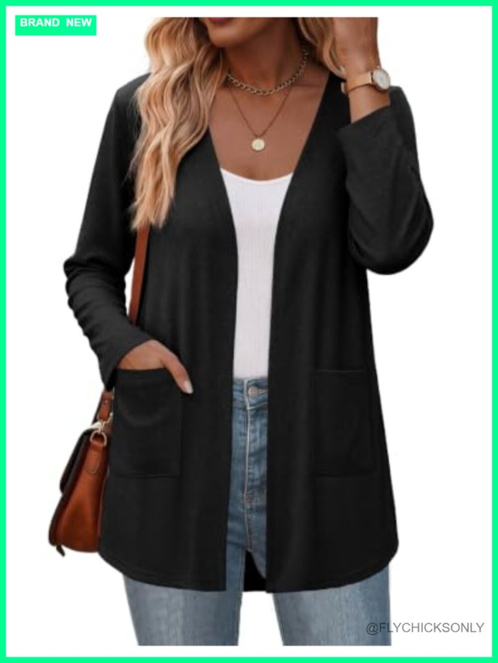 Lightweight Knit Cardigan Women Open Front Lounge Chore Jacket